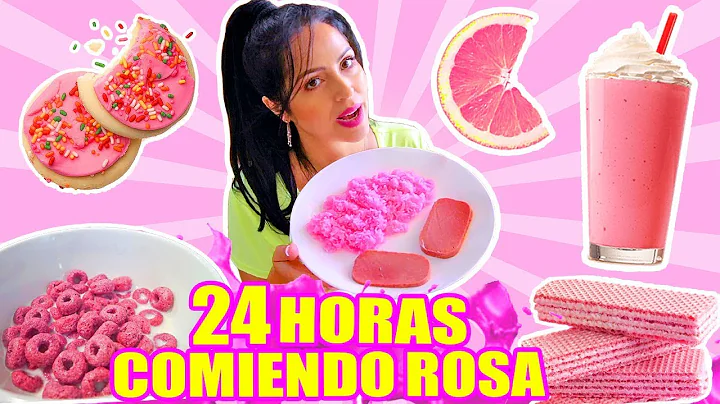 24 HOURS EATING ONLY PINK COLOR FOOD CHALLENGE | S...