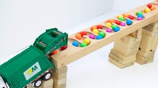 Marble Run Race ☆ HABA Slope & Retro Makita Truck, Garbage Truck Long Version #023