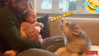 Puppy Protects Baby From Dad!! (CUTEST EVER!!)