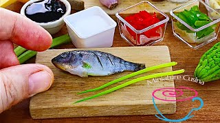 FRIED FISH WITH OYSTER & BITTER MELON SAUCE. MINIATURE COOKING BY MINIATURE CUSINA | MINI FOOD