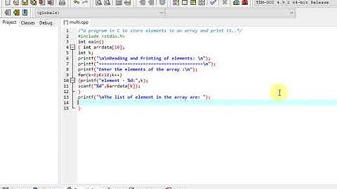 program in C to store elements in an array and print it