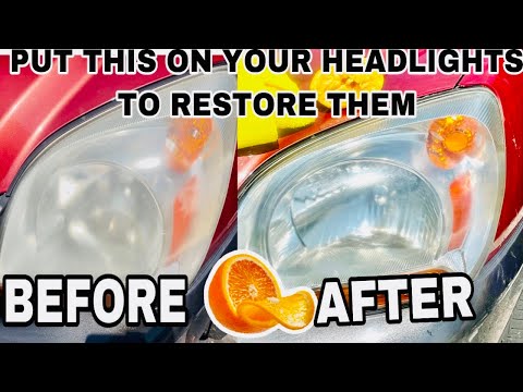 HOW TO RESTORE HEADLIGHTS WITH BAKING SODA & ORANGES/ EASIEST & QUICKEST WAY TO CLEAN THEM/