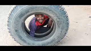 tyre truck puncture hard work |repair and service |