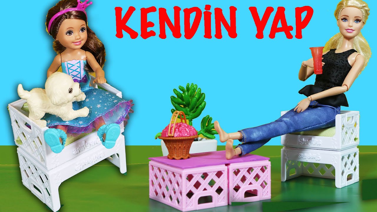 Barbie Oyuncak Bebekler için Bahçe Koltuğu Yapımı Nasıl Yapılır