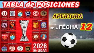 TABLA DE POSICIONES ⚽ FUTBOL PERUANO   Fecha 12 🏆 TORNEO APERTURA  LIGA 1 -2026