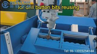 Sharpening worn out old drill button bits by automatic pneumatic grinder