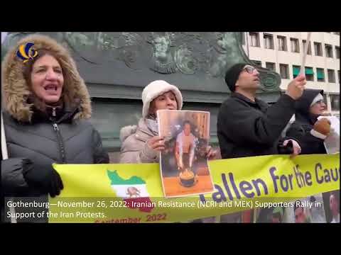 Gothenburg, Sweden—November 26, 2022: MEK Supporters Rally in Support of the Iran Protests.