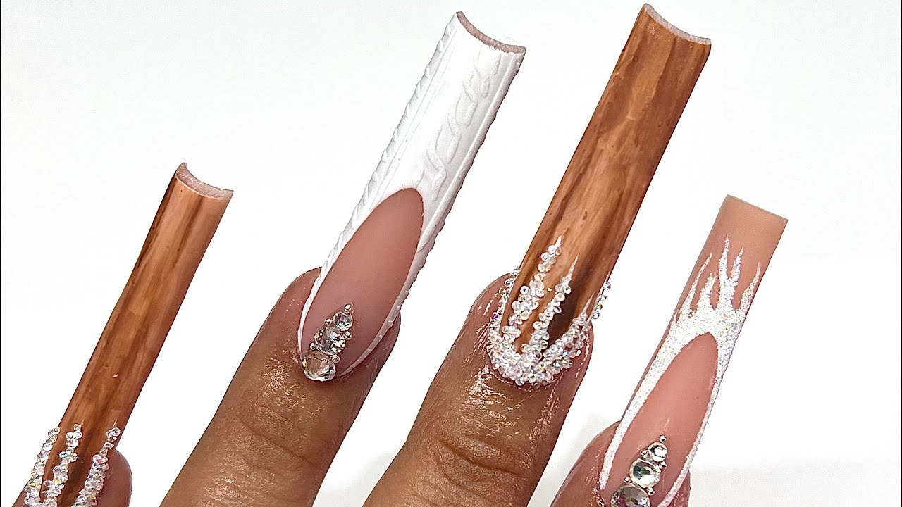 Winter nails Wood grain nail Sweater Nails Acrylic Nail Tutorial