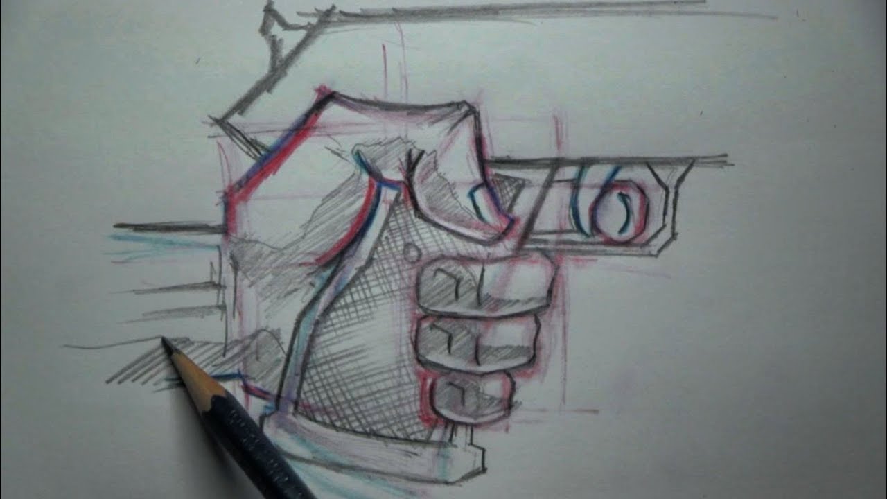 Featured image of post Realistic Hand Holding Gun Drawing First draw a rough outline of a hand as shown you can take a look at your own hand in that position