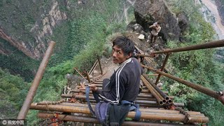 😱Most dangerous cliff way to the village | Risky Journey to the Home | Chinese Cliff Village