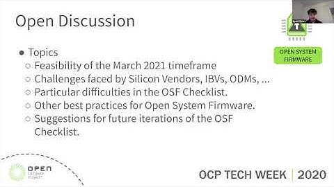 OCP 2020 Tech Week: How to Deliver Open System Firmware (Part 2)