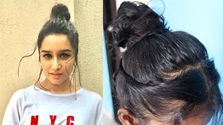 Shraddha kapoor inspired easy hair style | Easy messy hair bun | Hair bun tutorial