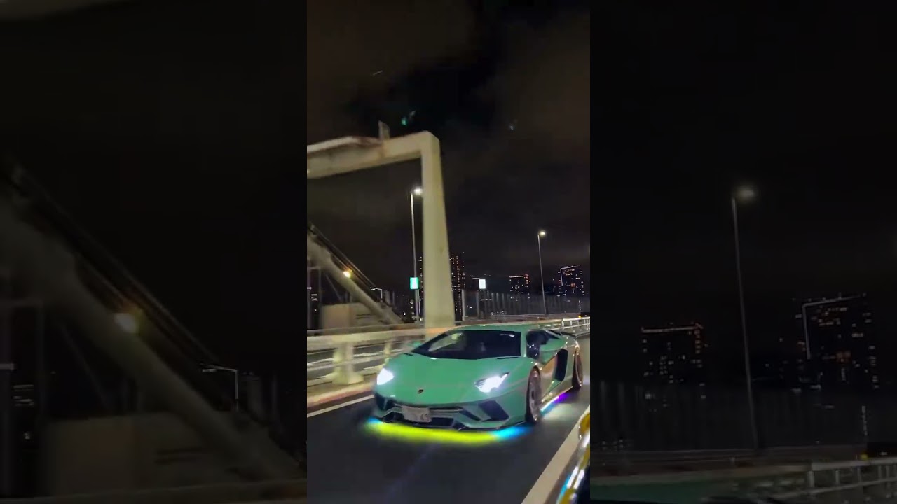 Lamborghini Aventador SVJ Night Highway Run in Tokyo! 🍏⚡ #Lamborghini #AventadorSVJ #Supercars