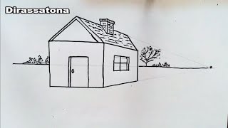 رسم ثلاثي الابعاد - رسم منزل بمنظور من نقطة واحدة