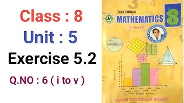#Maths class 8 | Unit 5 | Exercise 5.2 Q 6 | Sindh textbook board