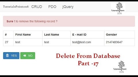 PDO-OOP-PHP-CRUD-with-Bootstrap 2016 (Curd Operation in PHP : Delete Data From Database) | Part-17