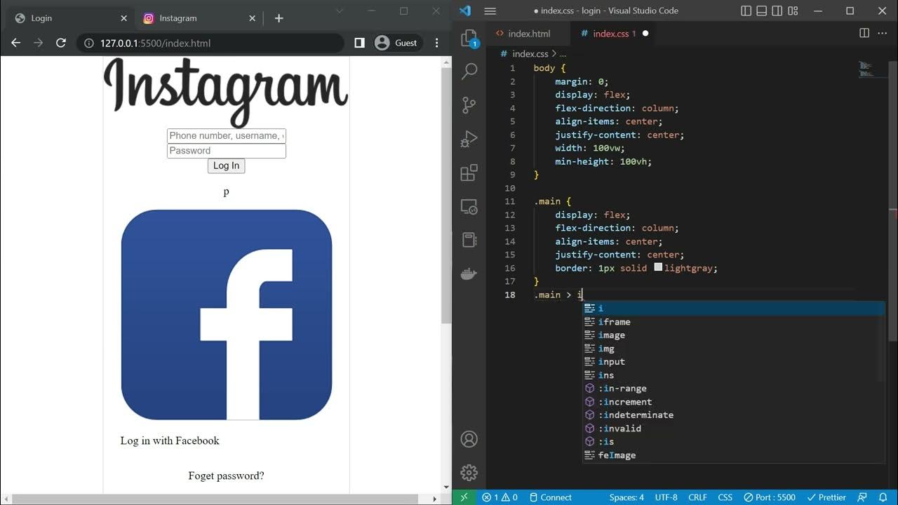 HTML CSS | Insta Login page with 5 tags - YouTube