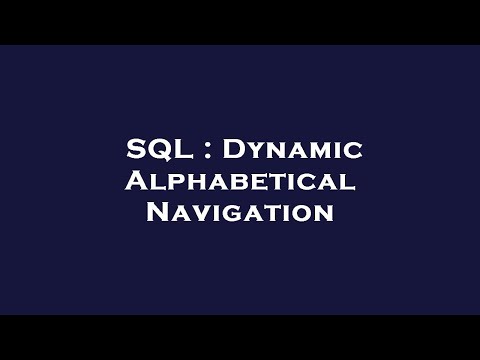 SQL : Dynamic