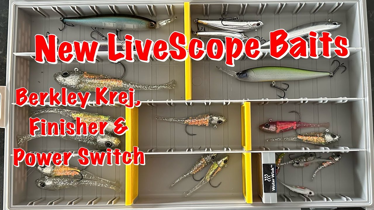 New Berkley LiveScope Baits Krej, Finisher & Power Switch lures for fishing forward facing