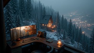 Cozy Winter Deep Work Music | Focus & Study in a Snowy Cabin | Ambient Productivity Beats