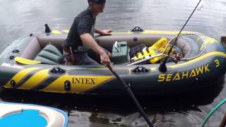 Intex Seahawk 3 Person Inflatable Boat Set with Aluminum Oars & Pump68380EP 