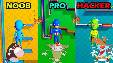 Noob vs Pro vs Hacker, Run Race 3D, All Level