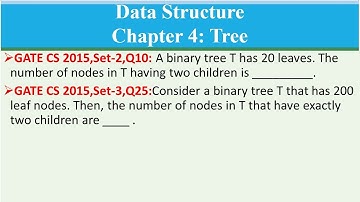 GATE CS 2015,Set-2,Q10,Set-3,Q25 :A binary tree T has 20 leaves.The number of nodes in T having two