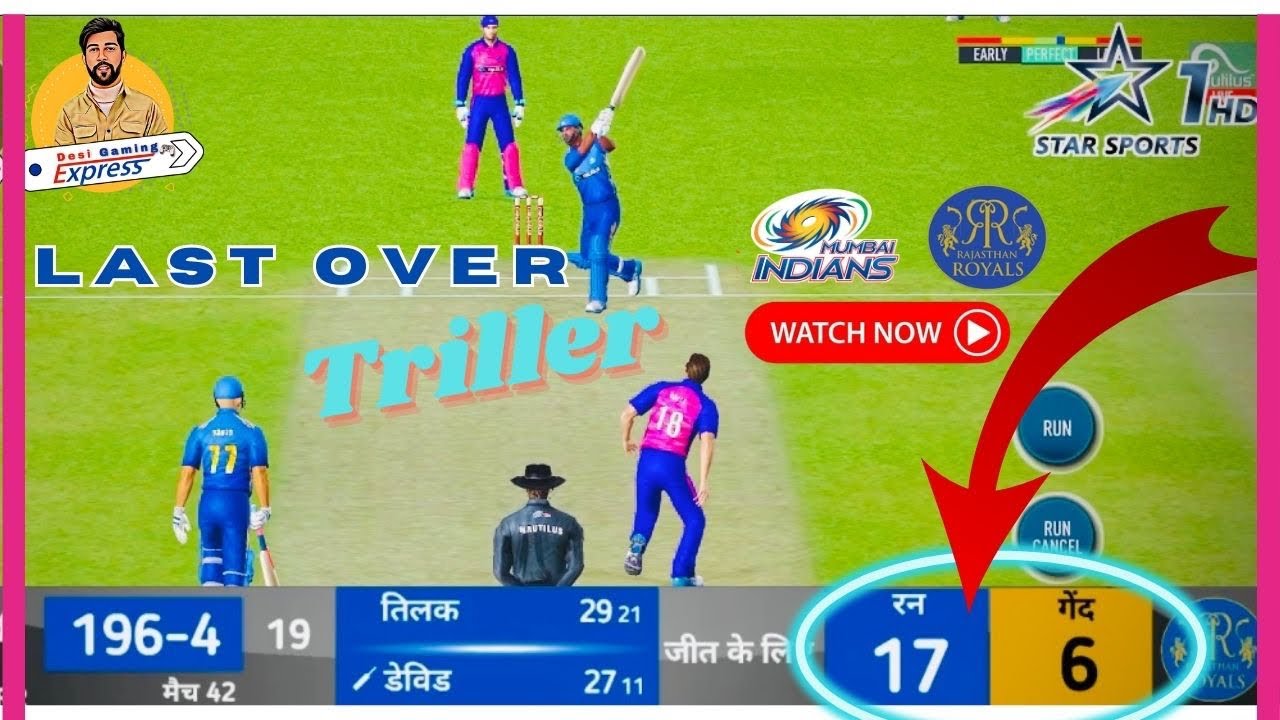 Last Over Thriller | MI vs RR Tata IPL 2023 Match in Real Cricket 20 ...