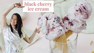 6 INGREDIENT Black Cherry Ice Cream | Ice Cream Machine Recipe - Homebody Eats