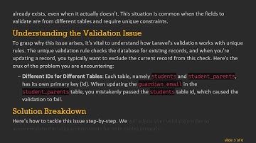 Resolving Laravel Unique Validation Issues on Update with Multi-Table Data Insertions
