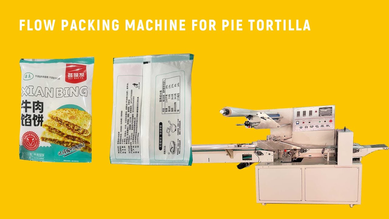 Pie flow wrapping machine for pancake tortilla food packaging machine