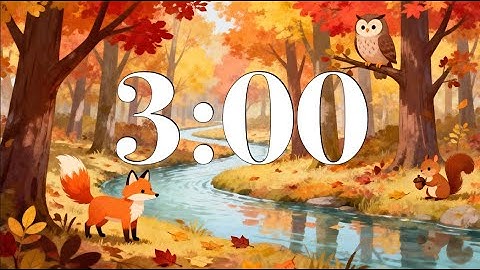 3 Minute Fall Classroom Timer – Fun Autumn Forest Animals | Calm Piano Music | Focus, Study, School