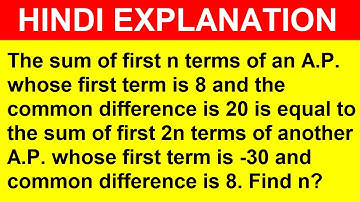 The sum of first n terms of an A.P. whose first term is 8 and the common difference is 20 is equal