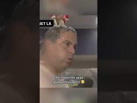 The atmosphere in the Dodgers clubhouse was WILD after clinching a spot in the NLCS 🤣