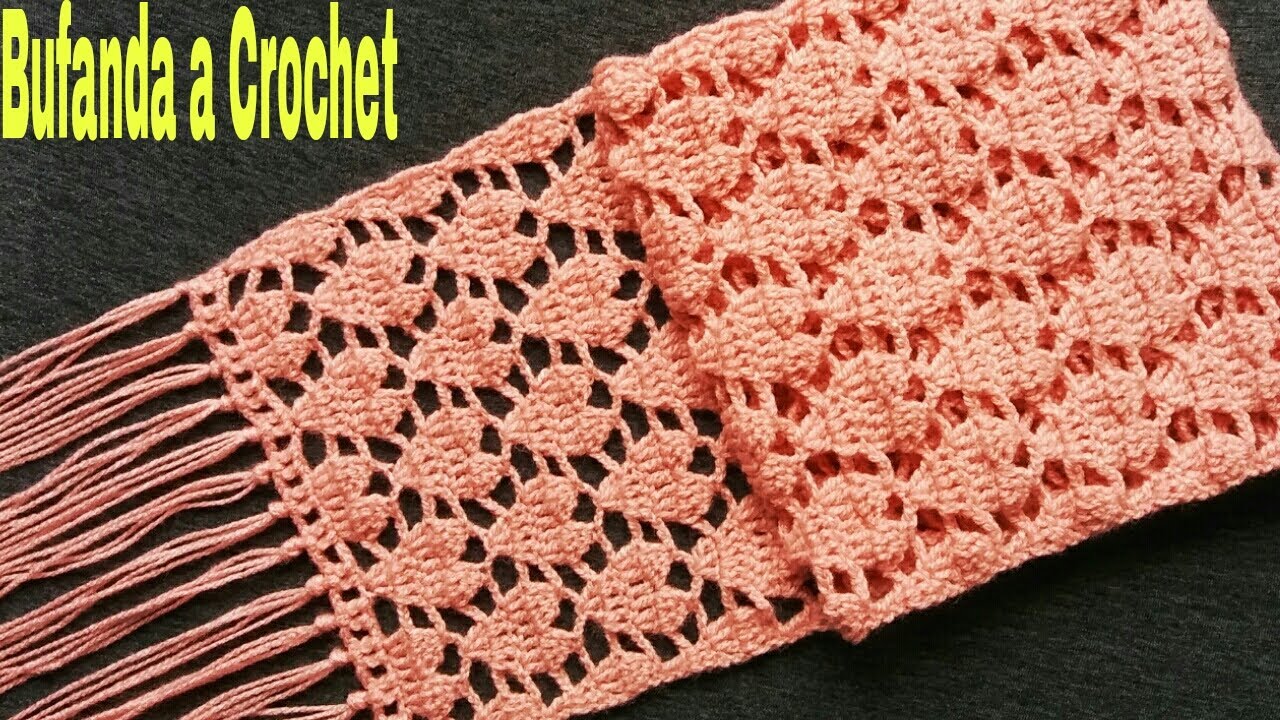 a Crochet(Tutorial)Cómo Tejer Bufanda Crochet Aplicación de Corazones❤❤ - YouTube