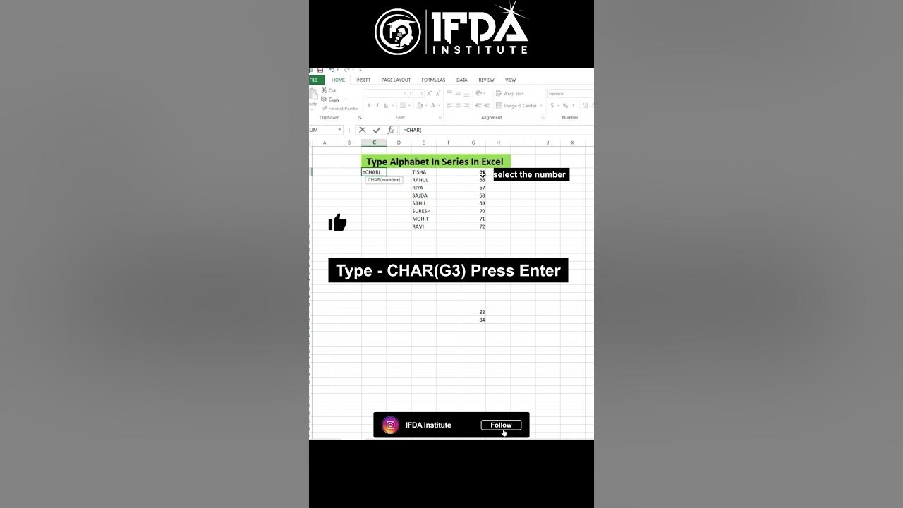 alphabet-series-in-excel-excel-ifda-institute-youtube