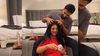 Falak Shabir Doing Sarah Khan Chumppy & Foot Massage|Sarah Khan Funny Video with Falak|Couple Goals