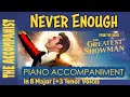 NEVER ENOUGH from the movie The Greatest Showman - MALE VOICE Piano Accompaniment - Karaoke