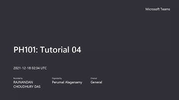 PH101: Tutorial 04; Problems and Attempts to Solve