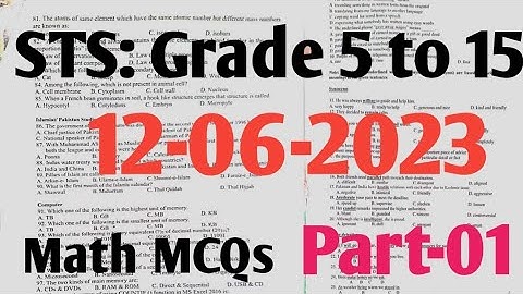 Intermediate category STS IBA Test held on 12 june 2023 Math MCQs Part-1| STS IBA Grade 5 to 12