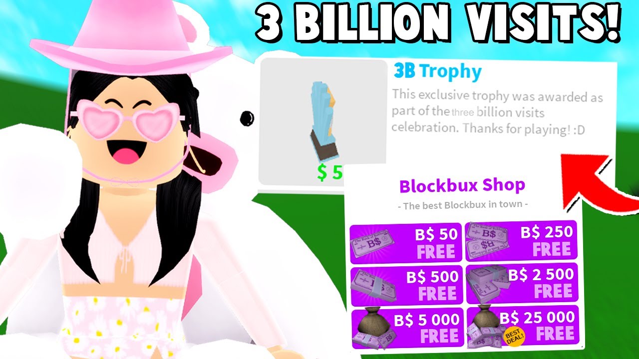 Bloxburg 3 Billion Visits Update Ideas New Trophy Free Bloxbux And More Youtube - roblox bloxburg bloxbux