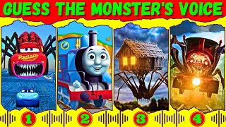 Guess Monster Voice McQueen Eater, Thomas The Train, House Head, Choo Choo Charles Coffin Dance