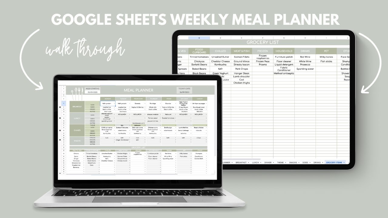 Google Sheets Meal Planner Walkthrough YouTube