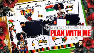 Partial BLACK OUT Planner Spread for JUNETEENTH Plan With Me