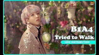 Line Distribution: B1A4 - Tried to Walk (Color Coded)
