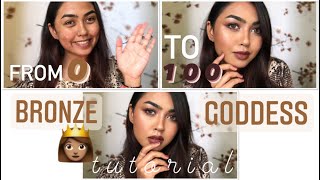 BRONZE GODDESS MAKEUP TUTORIAL👸🏽| FLAWLESS BASE MAKEUP TUTORIAL FOR BEGINNERS | BROWN SMOKEY EYES