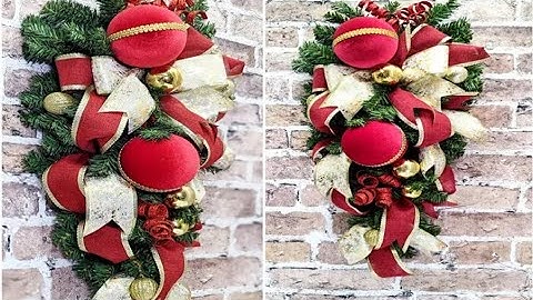 DIY Christmas Swag Wreath | High End Christmas Decorations | Teardrop door Swag 🎄