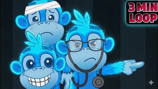 Five Little Monkeys Jumping On The Bed [2 MIN LOOP] | Baby Monkeys Nursery Rhymes!