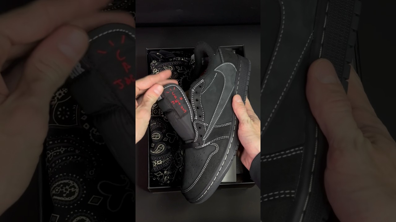 Паль которую продают под видом оригинала TRAVIS SCOTT X AIR JORDAN 1 LOW OG SP 'BLACK PHANTOM'