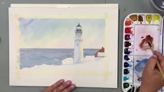 Watercolor Painting of a Lighthouse by Jo Ellen Reinhardt